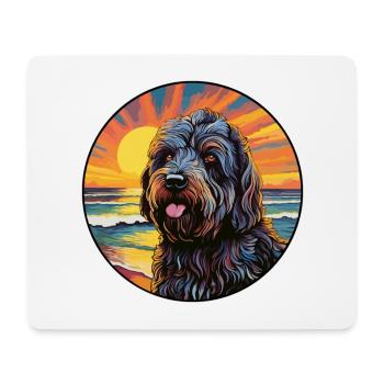 Race de chien Terrier russe noir Dessin animé coloré W - Tapis de souris (format paysage) - blanc - Devant