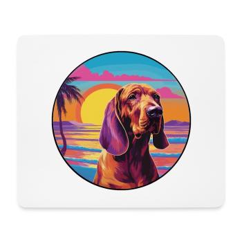 Bluthund Hunderasse Buntes Karikatur-Aquarell - Mousepad (Querformat) - Weiß - Vorne