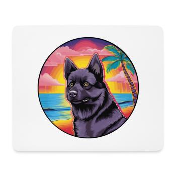 Black Norwegian Elkhound Dog Breed Colorful Cartoo - Mouse Pad (horizontal) - white - Front
