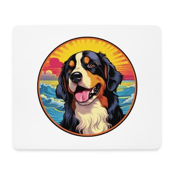 Bernese Mountain Dog Breed Colorful Cartoon Waterc - Mouse Pad (horizontal) - white - Front