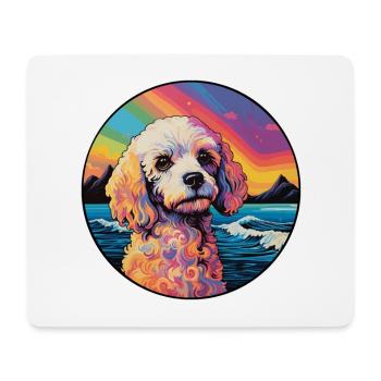 Bolognese Hunderasse Bunte Karikatur Aquarell - Mousepad (Querformat) - Weiß - Vorne
