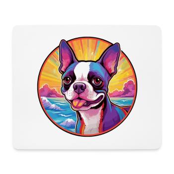 Boston Terrier Dog Breed Colorful Cartoon Watercol - Mouse Pad (horizontal) - white - Front