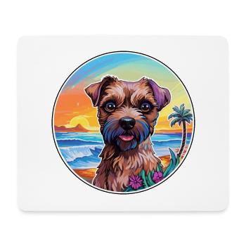 Border Terrier Chien Race Coloré Cartoon Watercol - Tapis de souris (format paysage) - blanc - Devant