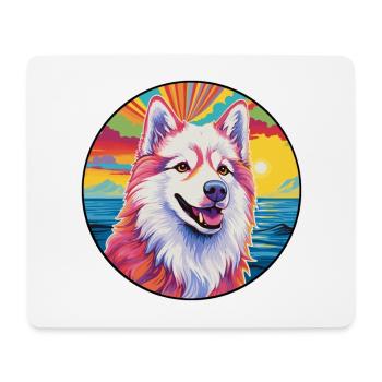 Chien esquimau canadien race coloré dessin animé Waterco - Tapis de souris (format paysage) - blanc - Devant