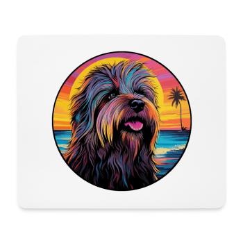 Briard Dog Breed Colorful Cartoon Watercolor - Mouse Pad (horizontal) - white - Front