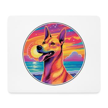 Carolina Dog Breed Aquarelle de dessin animé coloré - Tapis de souris (format paysage) - blanc - Devant