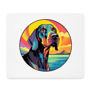 Schwarz und Tan Coonhound Hunderasse Bunte Karikatur - Mousepad (Querformat) - Weiß - Vorne
