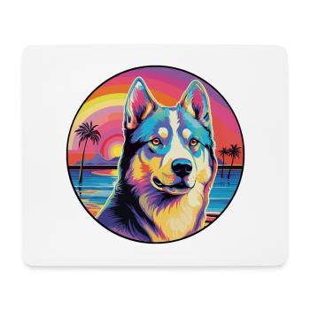 Labrador canadien Husky chien race coloré dessin animé - Tapis de souris (format paysage) - blanc - Devant