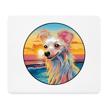 Chien chinois à crête race coloré dessin animé Waterco - Tapis de souris (format paysage) - blanc - Devant