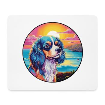 Cavalier Dog Breed Colorful Cartoon Watercolor - Mouse Pad (horizontal) - white - Front