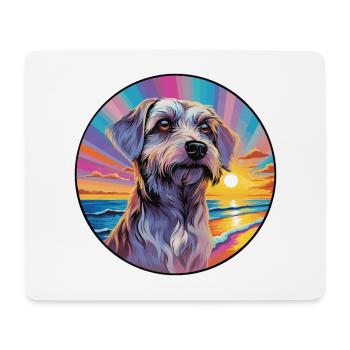 Cesky Terrier Hunderasse Bunte Karikatur Watercolo - Mousepad (Querformat) - Weiß - Vorne
