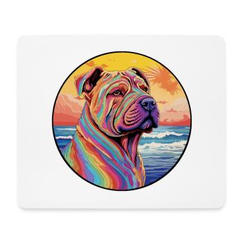 Chinesische Shar Pei Hunderasse Bunte Karikatur Wasserc - Mousepad (Querformat) - Weiß - Vorne