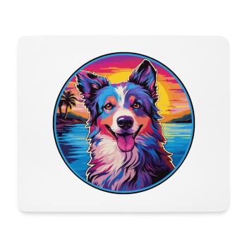 Kroatischer Schäferhund Hunderasse buntes Karikaturwasser - Mousepad (Querformat) - Weiß - Vorne