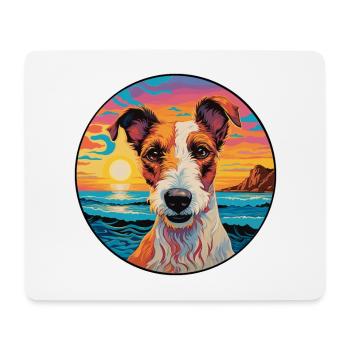 Chilean Fox Terrier Dog Breed Colorful Cartoon Wat - Mouse Pad (horizontal) - white - Front