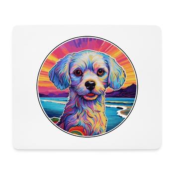 Chinesische kaiserliche Hunderasse bunte Karikatur Wasserc - Mousepad (Querformat) - Weiß - Vorne