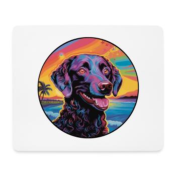 Lockige beschichtete Retriever-Hunderasse bunte Karikatur - Mousepad (Querformat) - Weiß - Vorne