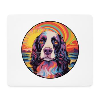 English Springer Spaniel Hunderasse Bunt Cartoo - Mousepad (Querformat) - Weiß - Vorne