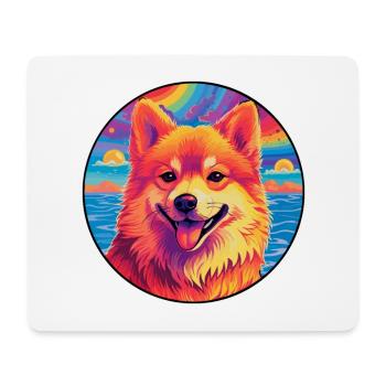 Finnischer Spitz Hunderasse Bunte Karikatur Watercolo - Mousepad (Querformat) - Weiß - Vorne