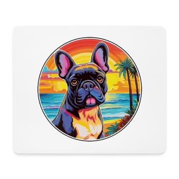 Bouledogue Français Chien Race Coloré Cartoon Watercol - Tapis de souris (format paysage) - blanc - Devant
