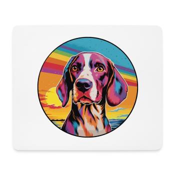Français Tricolore Hound chien race coloré dessin animé W - Tapis de souris (format paysage) - blanc - Devant