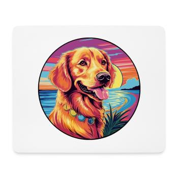 Golden Retriever Dog Breed Colorful Cartoon Waterc - Mouse Pad (horizontal) - white - Front
