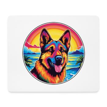 German Shepherd Dog Breed Colorful Cartoon Waterco - Mouse Pad (horizontal) - white - Front