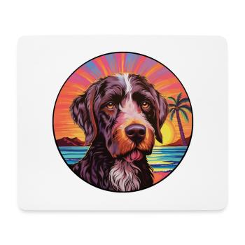 Deutsch Drahthaar Vorstehhund Rasse bunt Carto - Mousepad (Querformat) - Weiß - Vorne