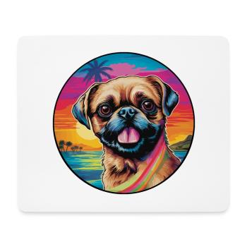 Griffon Bruxellois Race De Chien Coloré Cartoon Wate - Tapis de souris (format paysage) - blanc - Devant