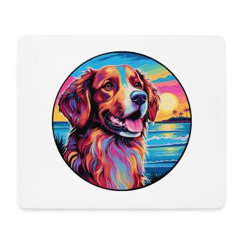 Hovawart chien race coloré dessin animé aquarelle - Tapis de souris (format paysage) - blanc - Devant