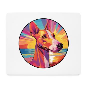 Ibizan Hound Hund Rasse Bunte Karikatur Aquarell - Mousepad (Querformat) - Weiß - Vorne