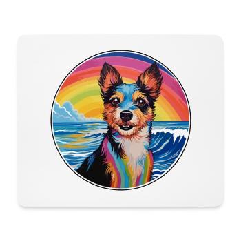 Terrier japonais race de chien dessin animé coloré Waterc - Tapis de souris (format paysage) - blanc - Devant
