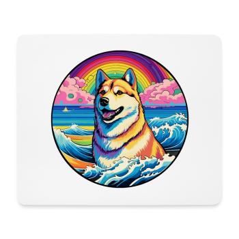 Jindo Dog Breed Colorful Cartoon Watercolor - Mouse Pad (horizontal) - white - Front