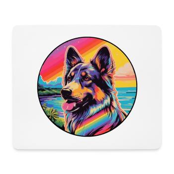 Karst Schäferhund Rasse Bunte Karikatur Watercol - Mousepad (Querformat) - Weiß - Vorne