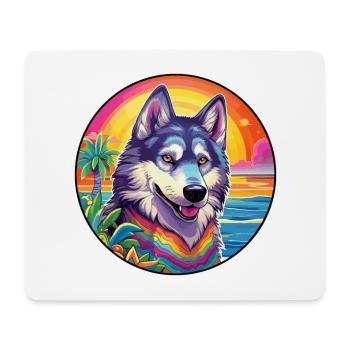 Kunming Wolfhund Hunderasse Bunte Karikatur Waterco - Mousepad (Querformat) - Weiß - Vorne