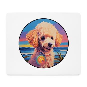 Caniche miniature chien race coloré dessin animé Waterc - Tapis de souris (format paysage) - blanc - Devant
