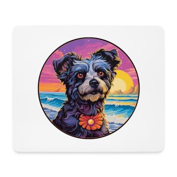 Mudi Chien Race Coloré Dessin Animé Aquarelle - Tapis de souris (format paysage) - blanc - Devant
