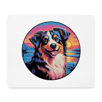 Nordamerikanische Schäferhundsrasse Bunte Karikatur - Mousepad (Querformat) - Weiß - Vorne