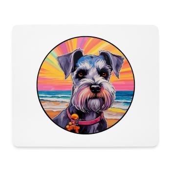 Miniatur Schnauzer Hunderasse Bunte Karikatur Wat - Mousepad (Querformat) - Weiß - Vorne