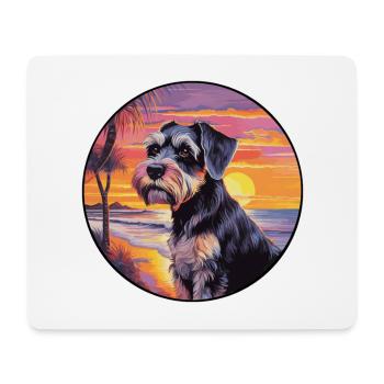 Mittelschnauzer Hunderasse Bunte Karikatur Waterco - Mousepad (Querformat) - Weiß - Vorne