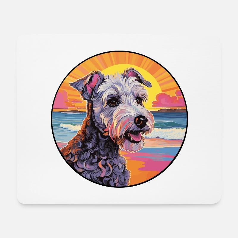Pumi Hunderasse Buntes Karikatur-Aquarell - Mousepad (Querformat) - Weiß