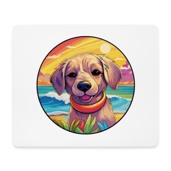 Seskar phoque chien race coloré dessin animé aquarelle - Tapis de souris (format paysage) - blanc - Devant