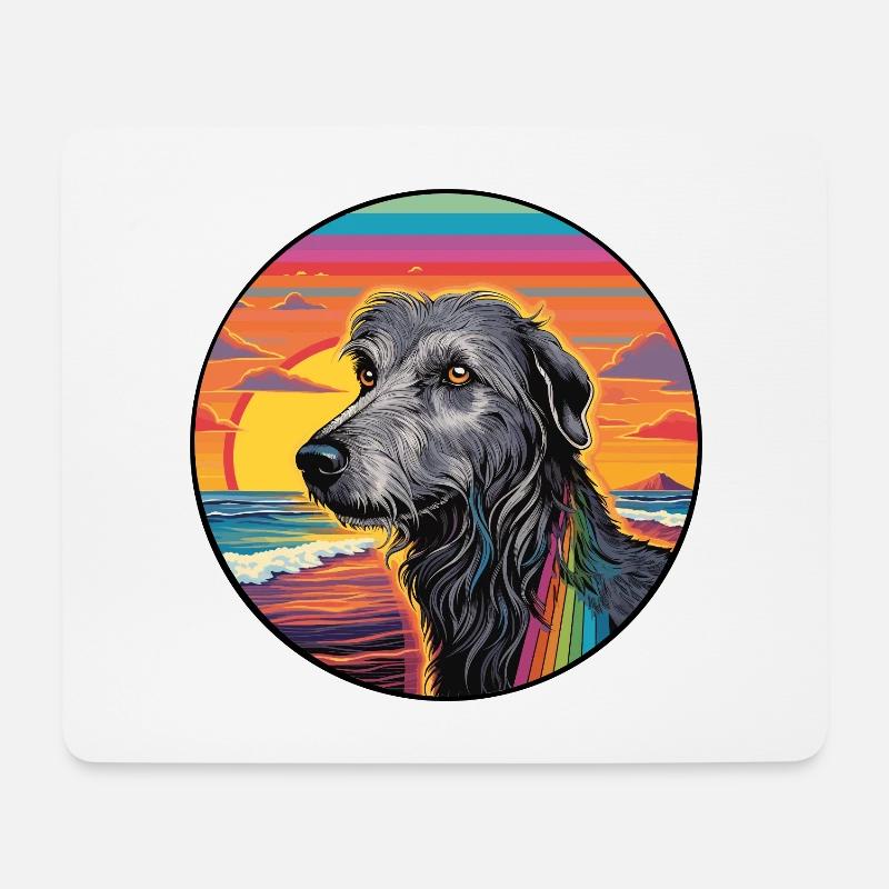 Scottish Deerhound Hunderasse Bunte Karikatur Wate - Mousepad (Querformat) - Weiß