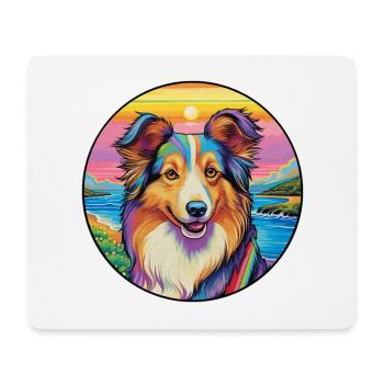 Sheltie Dog Breed Colorful Cartoon Watercolor - Mouse Pad (horizontal) - white - Front