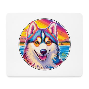 Husky sibérien chien race coloré dessin animé Watercol - Tapis de souris (format paysage) - blanc - Devant