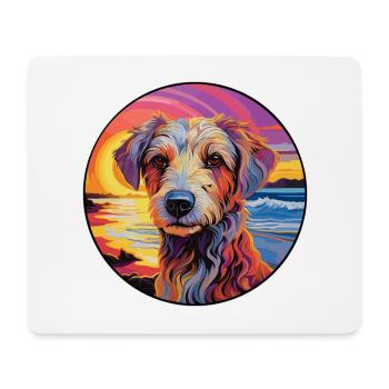 Taigan Kyrgyz Taighany Dog Breed Colorful Cartoon - Mouse Pad (horizontal) - white - Front