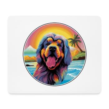 Tibetan Mastiff Hunderasse Bunte Karikatur Waterco - Mousepad (Querformat) - Weiß - Vorne