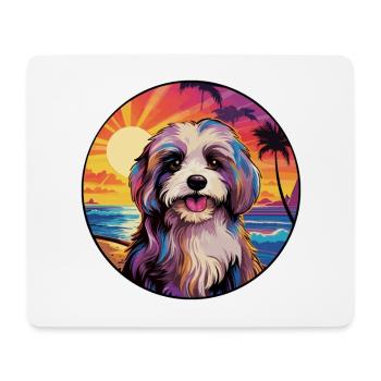 Tibet Terrier Hunderasse Bunte Karikatur Waterco - Mousepad (Querformat) - Weiß - Vorne