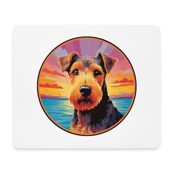 Welsh Terrier Dog Breed Colorful Cartoon Watercolo - Mouse Pad (horizontal) - white - Front
