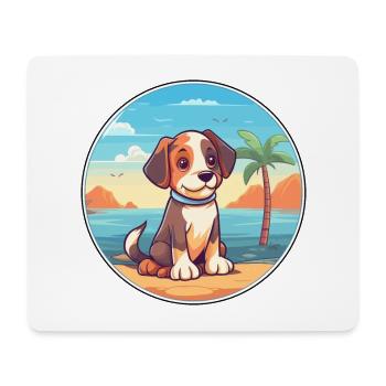 Aidi chien race dessin animé Kawaii Clipart aquarelle - Tapis de souris (format paysage) - blanc - Devant