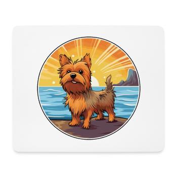 Australian Silky Terrier Dog Breed Cartoon Kawaii - Mouse Pad (horizontal) - white - Front